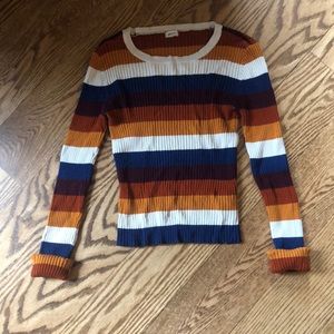 Striped Tight Garage Long Sleeved Knit Shirt